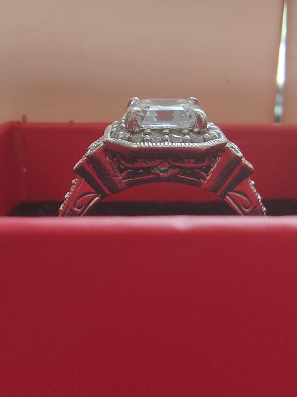Bridal Set CZ Square Cut With Intricate Detail - Picture 3 of 9